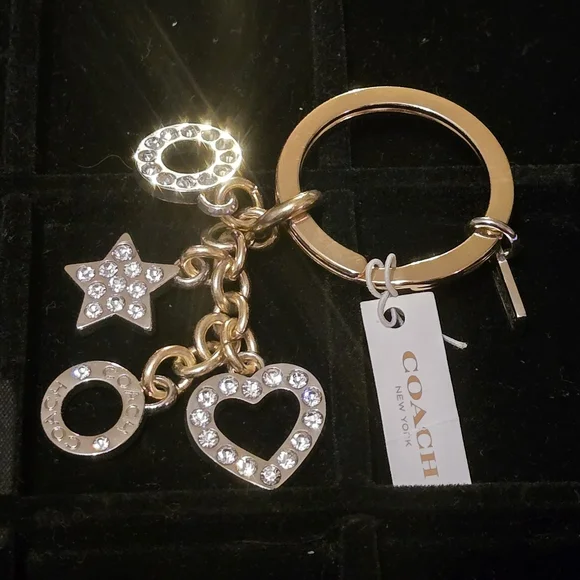 ⭐️Coach Star, Heart, & Circles Rhinestone Key Ring/Keychain/Bag Charm - Picture 6 of 8